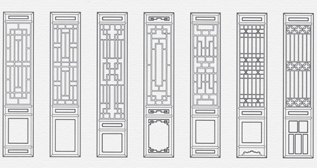 夏县常用中式仿古花窗图案隔断设计图